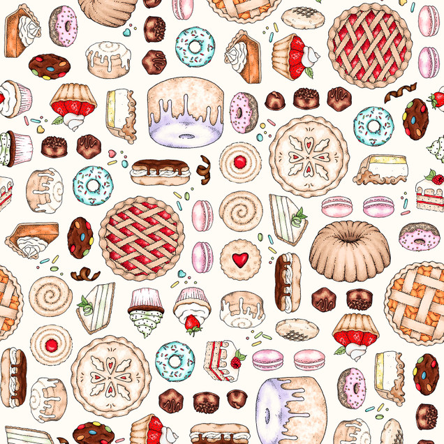 Dessert First MAS11220-E Cream Kris Lammers Fabric Image