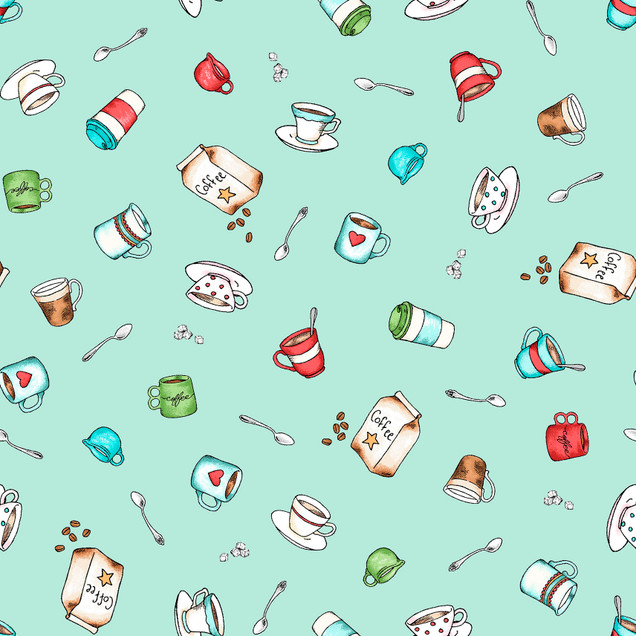 Dessert First MAS11223-Q Aqua Kris Lammers Fabric Image