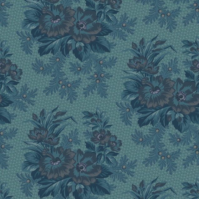 Midnight Bloom MAS11260-Q Teal Blue Maywood Studio Fabric Image