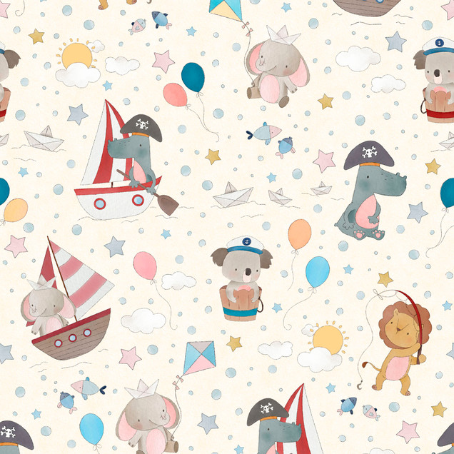 Ahoy Pals MAS11521-E Cream Maywood Studio Fabric Image