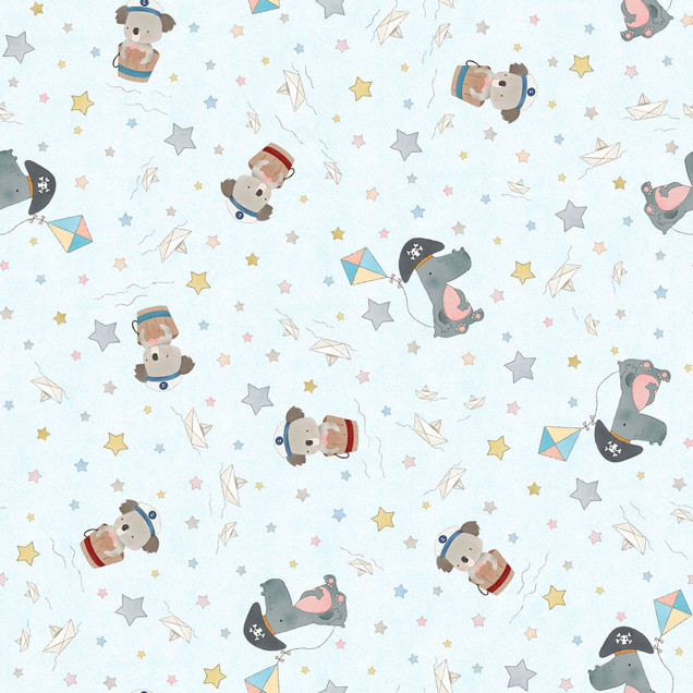 Ahoy Pals MAS11523-B Blue Maywood Studio Fabric Image