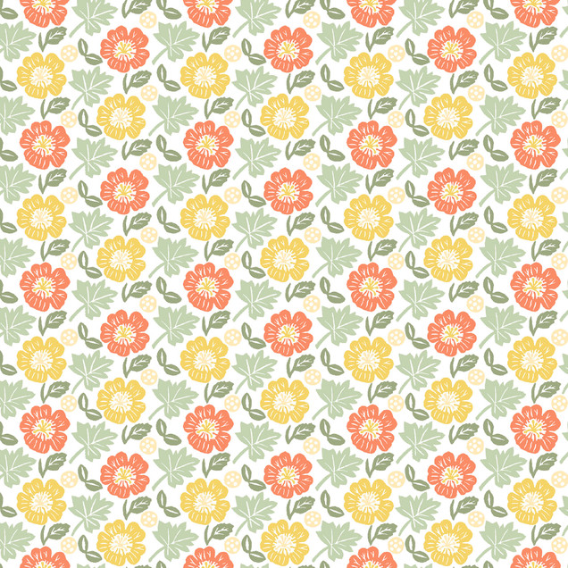 Printed Garden MAS11361-OS Orange/Yellow Susie Hetherington Fabric Image