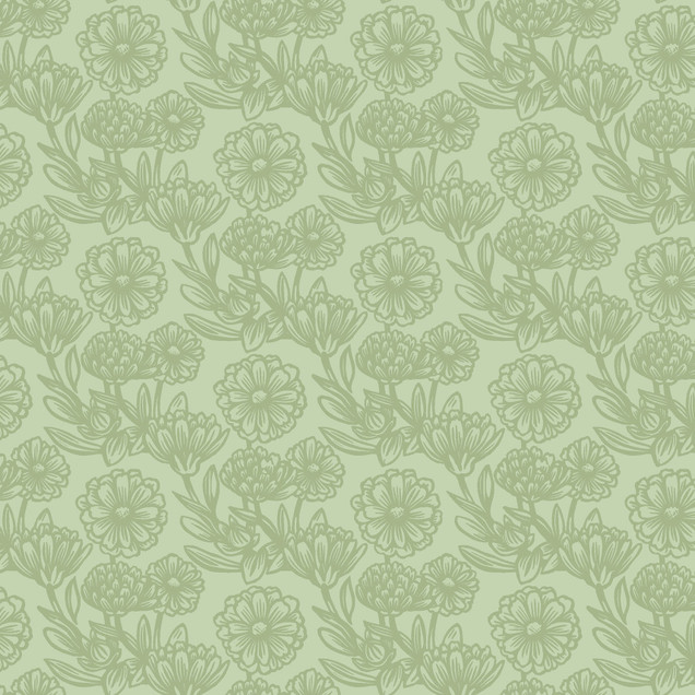 Printed Garden MAS11363-G Green Susie Hetherington Fabric Image