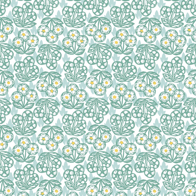 Printed Garden MAS11365-Q Aqua Susie Hetherington Fabric Image