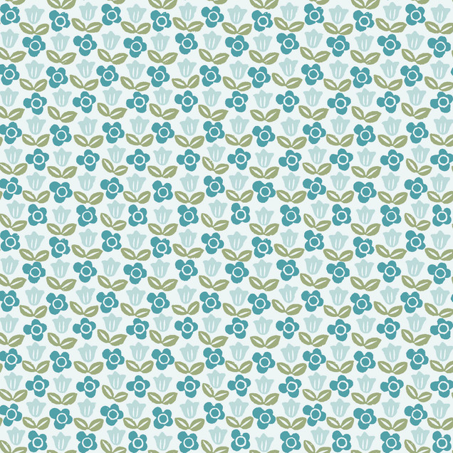 Printed Garden MAS11366-QG Aqua/Green Susie Hetherington Fabric Image