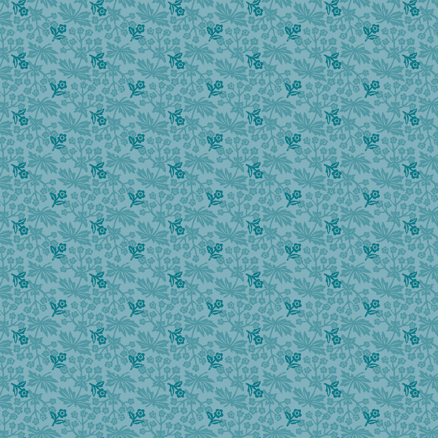 Printed Garden MAS11368-Q Aqua Susie Hetherington Fabric Image