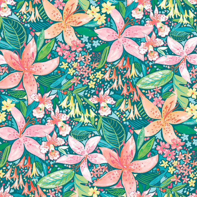 Marisol MAS11490-QZ Aqua/Multi Maywood Studio Fabric Image