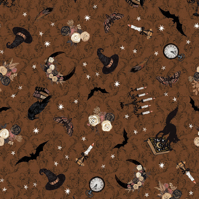 Dark Moon MAS11562-O Orange Maywood Studio Fabric Image