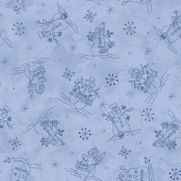 Frosty Friends MAS11481-B Blue Robin Kingsley Fabric Image