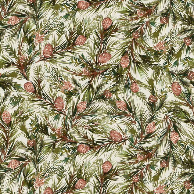 Gingham Garland MAS11462-E Cream Maywood Studio Fabric Image