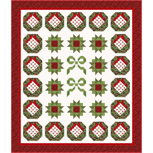 Evergreen Bows Festive Decorations Quilt Project Image