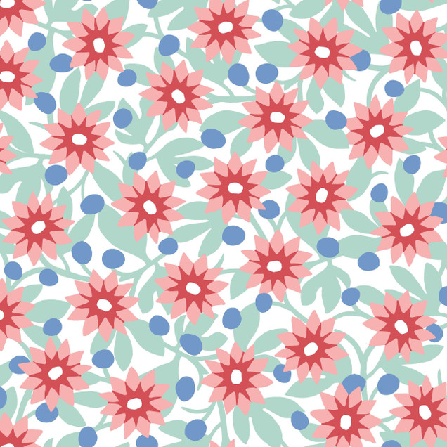 Cups & Quilts MAS10590-W White Lydia Johnson Fabric Image