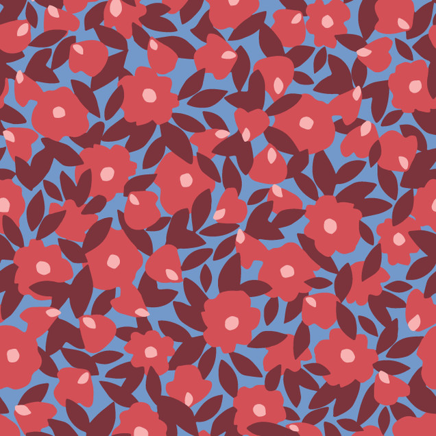 Cups & Quilts MAS10593-BR Blue/Red Lydia Johnson Fabric Image