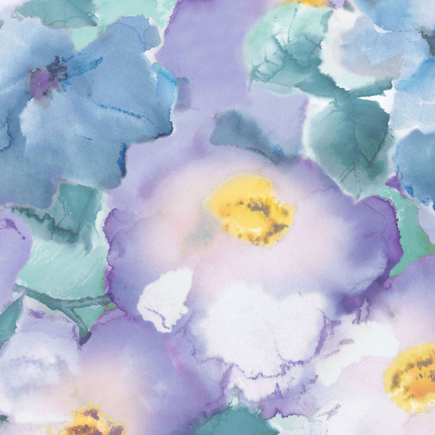 Flower Wash 108" Quilt Backs MASQB10800-QV Aqua/Violet Maywood Studio Fabric Image