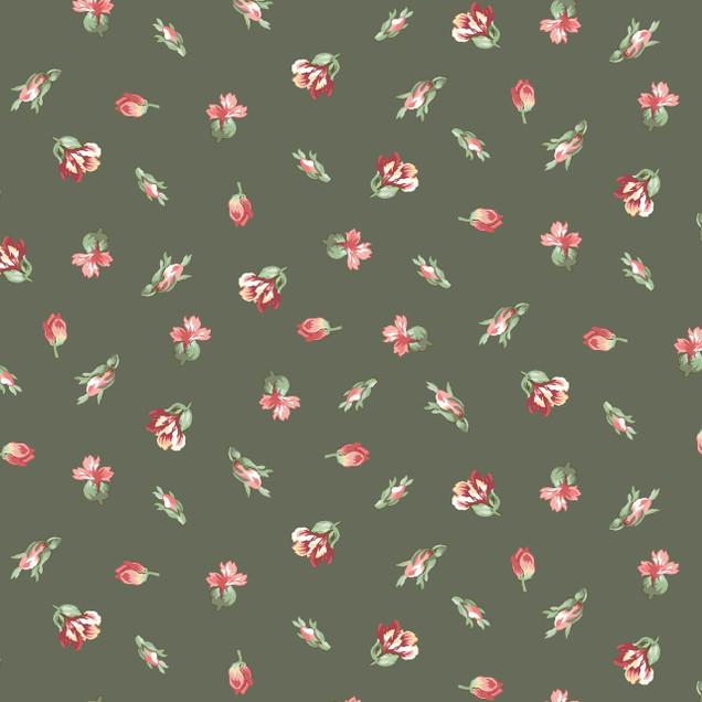 Regal Rose MAS10685-G2 Dark Green Maywood Studio Fabric Image