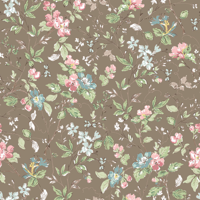 Terrace Blooms MAS10822-A Brown Maywood Studio Fabric Image