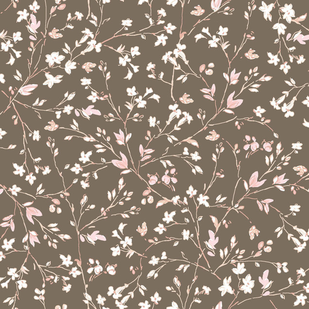 Terrace Blooms MAS10823-A Brown Maywood Studio Fabric Image