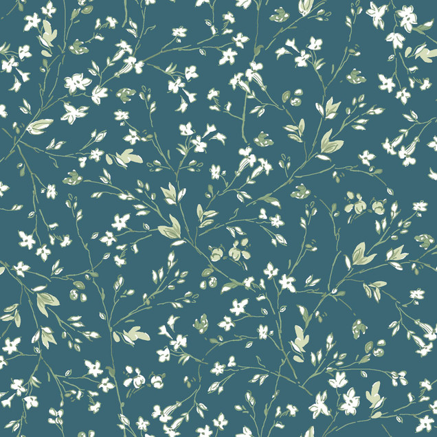 Terrace Blooms MAS10823-B Blue Maywood Studio Fabric Image