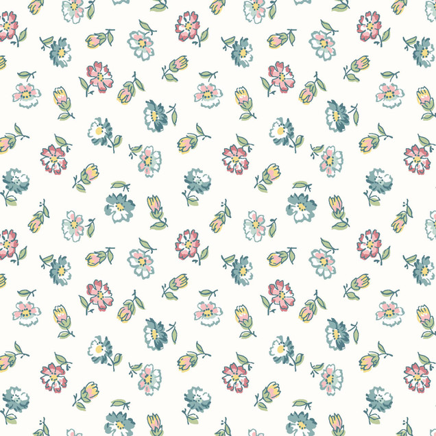 Terrace Blooms MAS10824-W White Maywood Studio Fabric Image