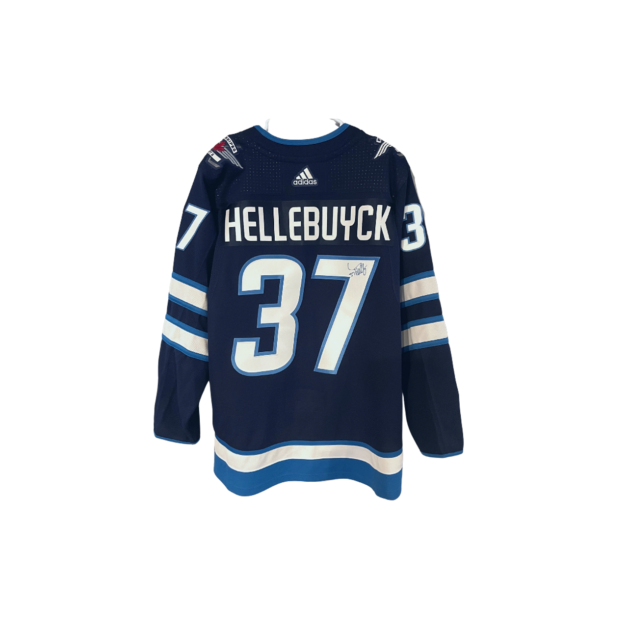 Connor Hellebuyck Winnipeg Jets Adidas Authentic Away NHL Hockey Jerse –
