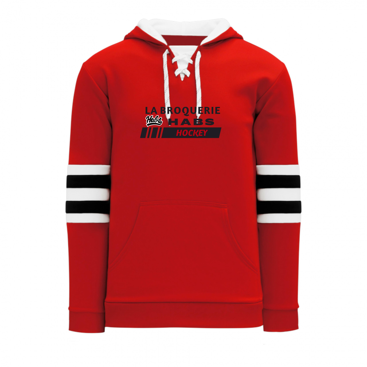La Broquerie Habs Hooded Sweater Hockey Stripe (2 Logo Options)