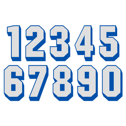 White On Dark Blue Reflective Shadow Letters Numbers