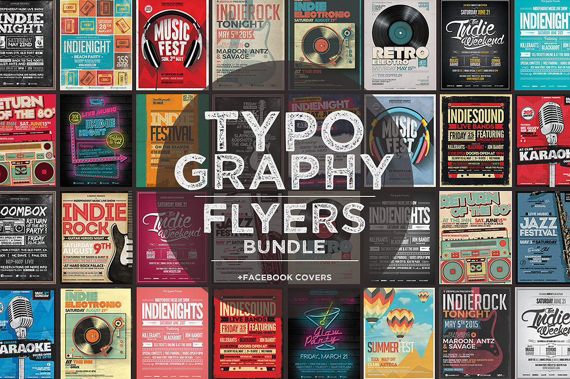 17 Typography Flyers + FB Covers