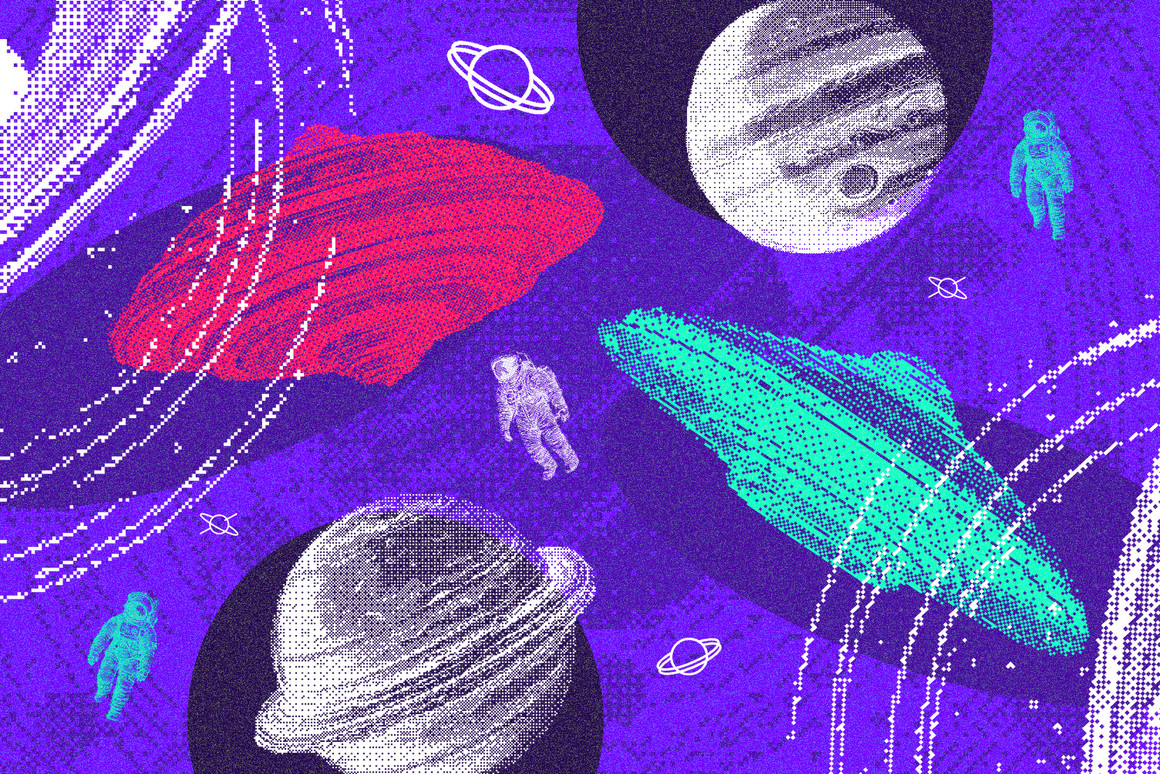 70 Space Bitmap Dither Vector & PNG