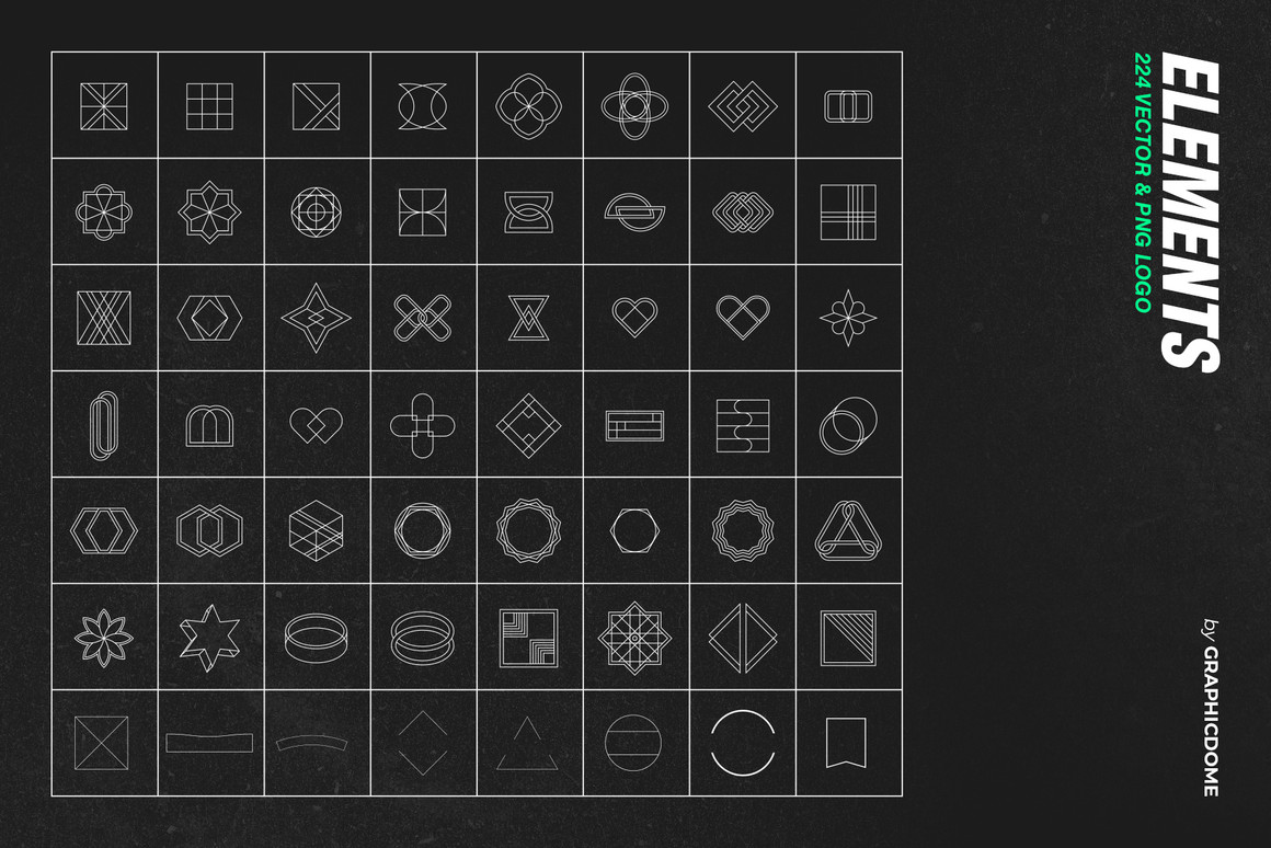 224 Vector Logo Elements - AI & SVG