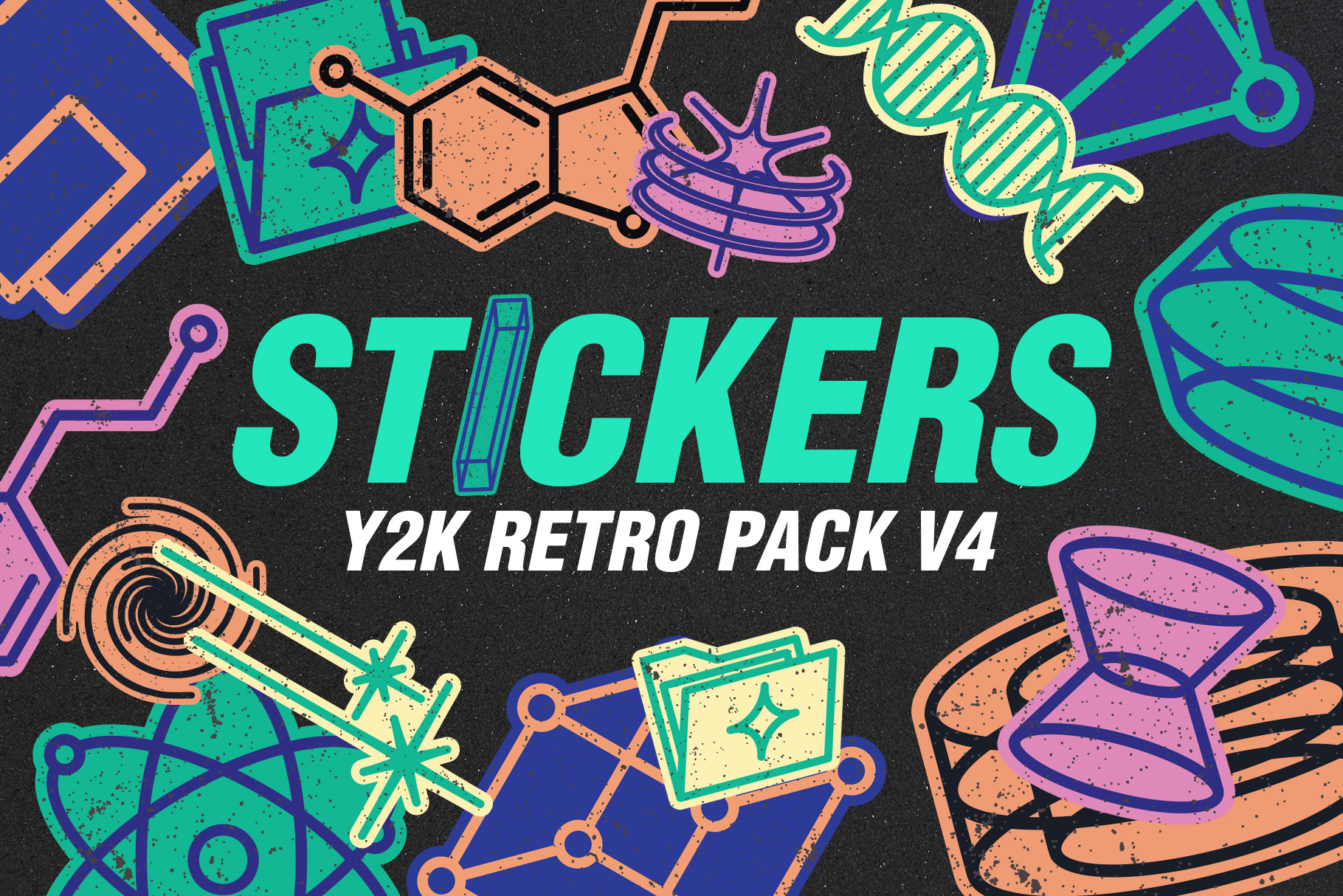 25 Y2K Stickers Retro Pack Vol.4