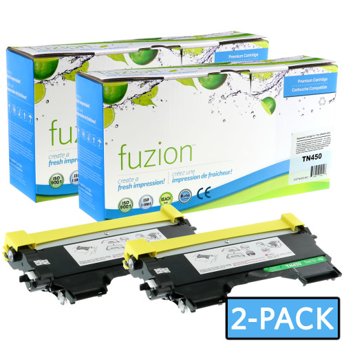 Fuzion Brother TN450 Compatible Toner High Yield - Black (2 Pack)