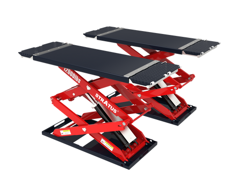 Stratus SAE-UT12000 G2 Commercial Grade 12,000 lb Low Profile Full-Rise Scissor Car Lift for On-Ground or Flush In-Ground Mounting