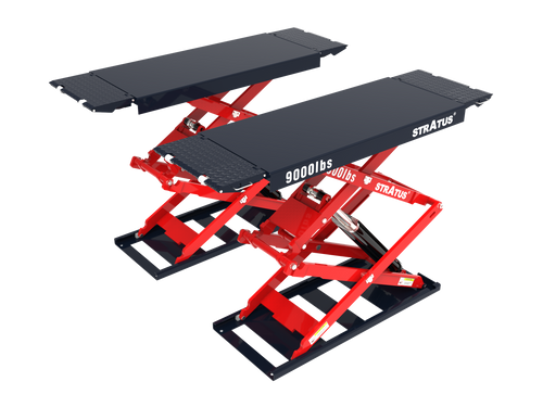 Stratus SAE-UT9000 G4 Commercial Grade 9,000-lb Low-Profile Full-Rise Scissor Car Lift for On-Ground or Flush In-Ground Mounting