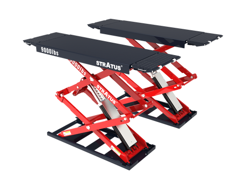 Stratus SAE-UT9000 G4 Commercial Grade 9,000-lb Low-Profile Full-Rise Scissor Car Lift for On-Ground or Flush In-Ground Mounting