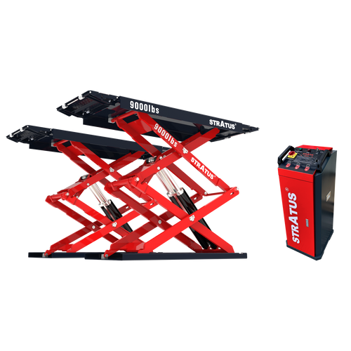 Stratus SAE-UT9000 G4 Commercial Grade 9,000-lb Low-Profile Full-Rise Scissor Car Lift for On-Ground or Flush In-Ground Mounting
