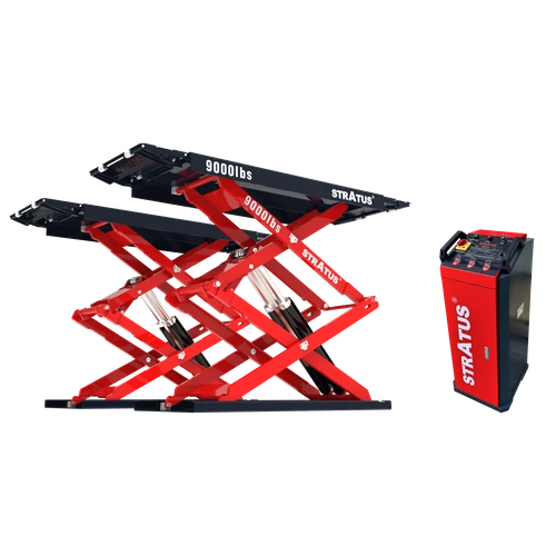 Stratus SAE-UT9000 G4 Commercial Grade 9,000-lb Low-Profile Full-Rise Scissor Car Lift for On-Ground or Flush In-Ground Mounting