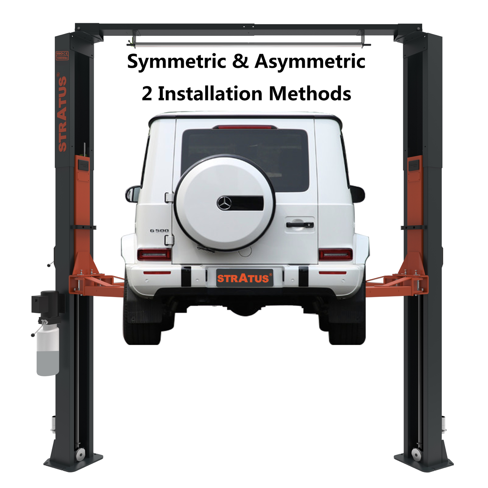 Stratus Asymmetric Symmetric Convertible Clear Floor Direct Drive 10 000 Lbs Capacity Single 1 Point Manual Release Lift Sae C10c Stratus Auto Equipment