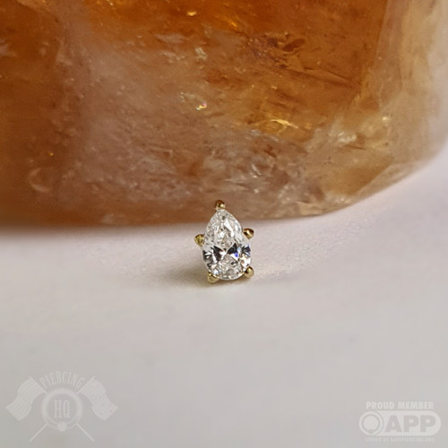 Gold Prong-set Pear-cut Swarovski Crystals