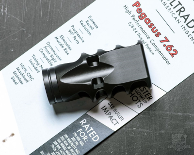 pegasus muzzle brake sitting on marketing paper