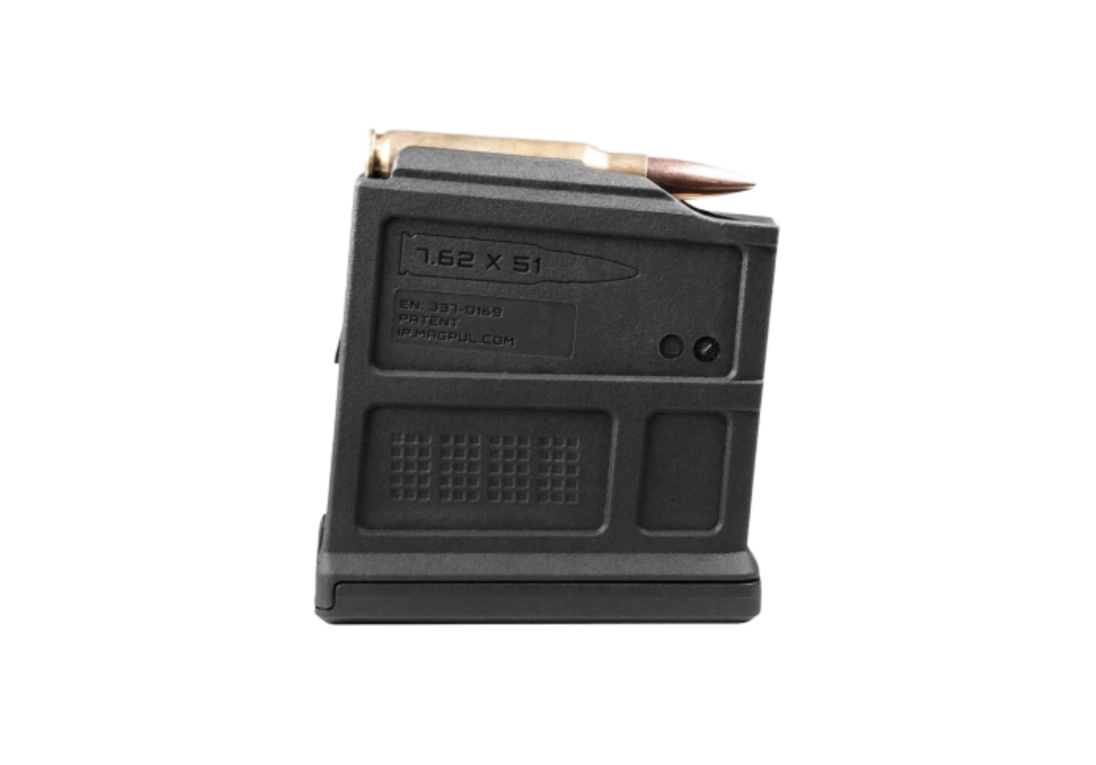 black rifle magazine with visible ammo
