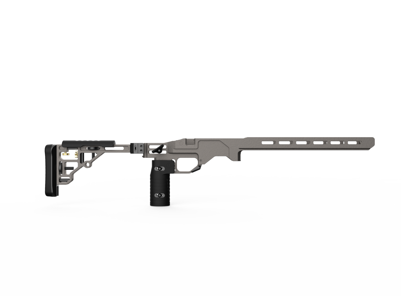 thumb rest accessory on chassis and butt stock combo