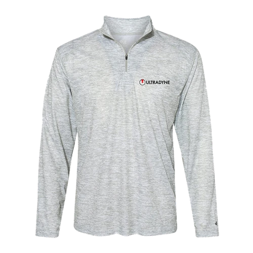gray quarter zip pullover with Ultradyne logo