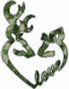 DEER HEADS HEART FILLS with LOVE camo green