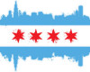 Illinois CHICAGO FLAG WITH SKYLINE STICKER