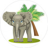 Elephant Wild Animal CIRCLE STICKER