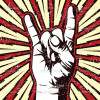 rock on hand sticker