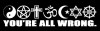 YOU ARE ALL WRONG B&W BUMPER STICKER