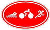 Oval Running Decals Tri Logo Sticker L
