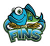fish and chips fins restaurant cartoon logo