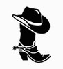 cowboy boot and hat B&W sticker